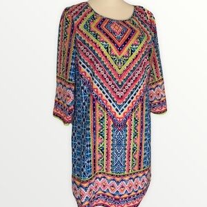 NWOT Pink Owl Multi-Colored Patterned Dress Size S